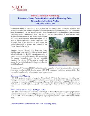 Direct Technical Mentoring Lawrence Street Brownfield Area-Wide Planning Grant Groundwork Hudson Valley Yonkers, New York
