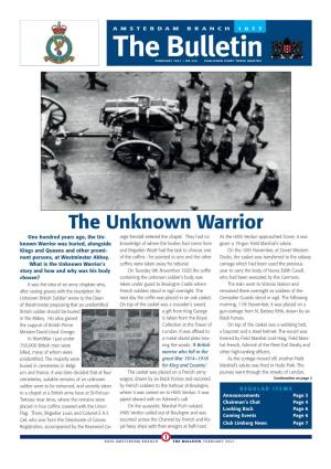 The Unknown Warrior One Hundred Years Ago, the Un- Orge Kendall Entered the Chapel