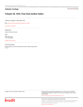 Volume 30, 1994, Year-End Author Index