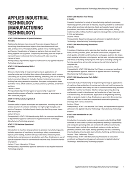 Applied Industrial Technology (Manufacturing Technology) 1