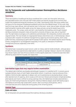 G1.7A Temperate and Submediterranean Thermophilous Deciduous Woodland