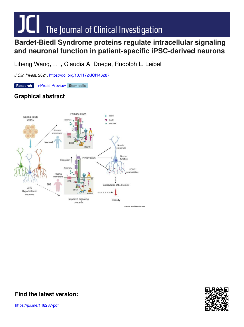 Bardet-Biedl Syndrome Proteins Regulate Intracellular Signaling and Neuronal Function in Patient-Specific Ipsc-Derived Neurons