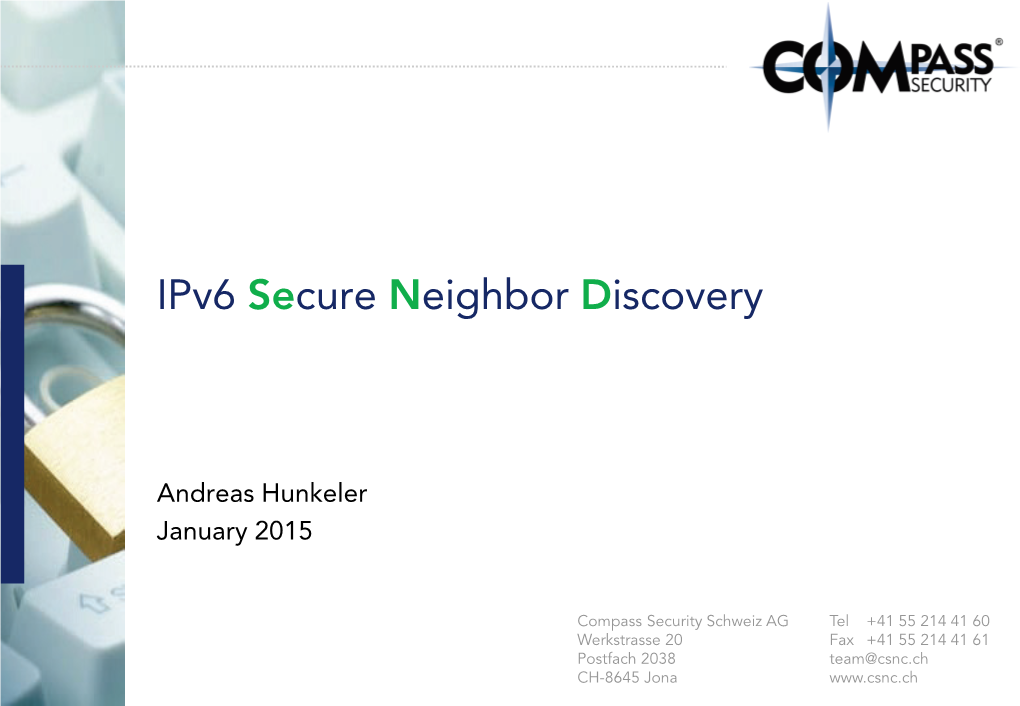 Ipv6 Secure Neighbor Discovery
