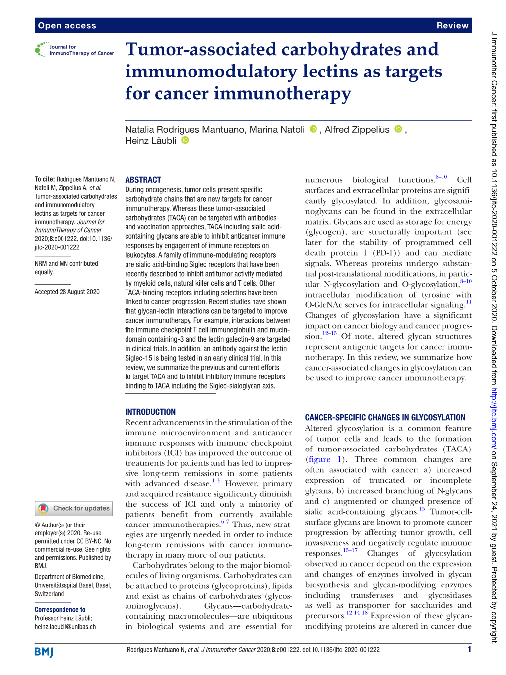 Tumor-Associated Carbohydrates and Immunomodulatory Lectins As