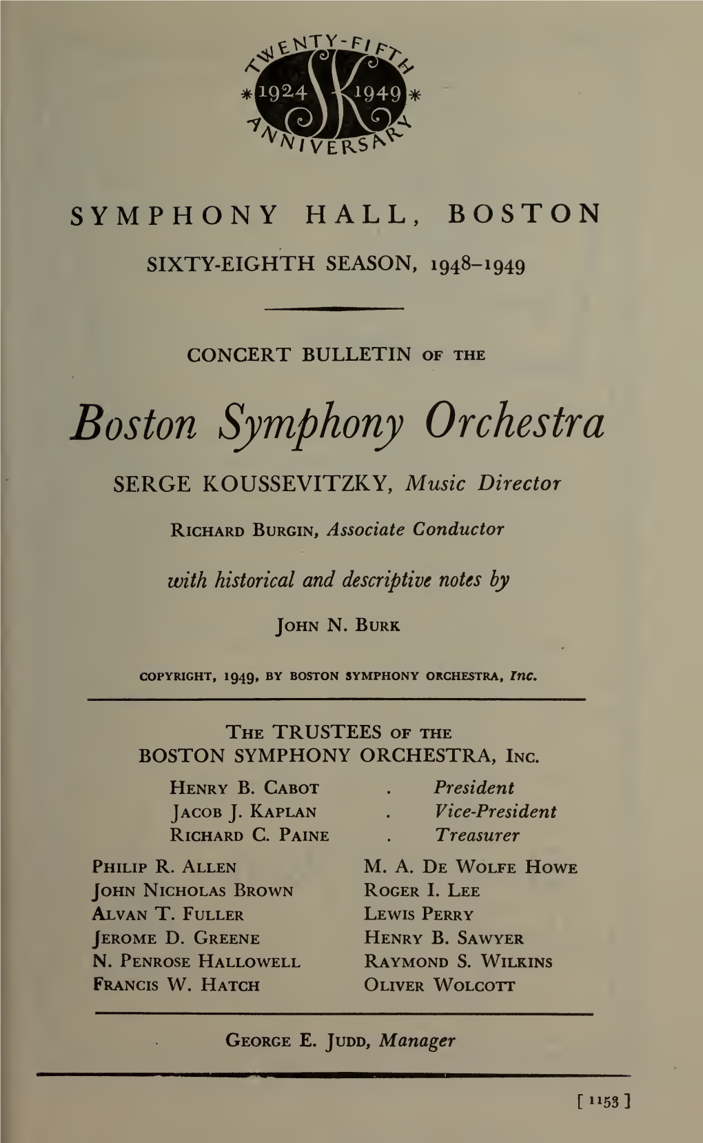 Boston Symphony Orchestra Concert Programs, Season 68, 1948-1949