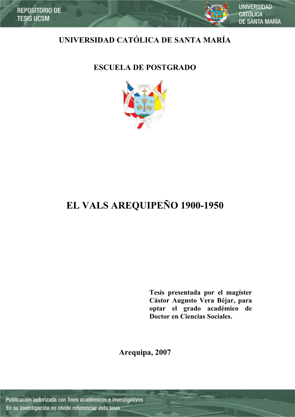 El Vals Arequipeño 1900-1950