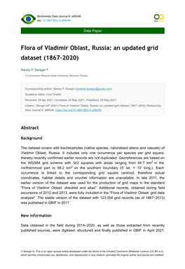 Flora of Vladimir Oblast, Russia: an Updated Grid Dataset (1867–2020)