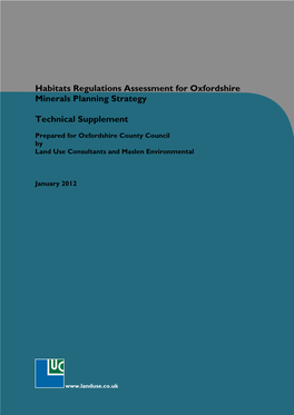 Habitats Regulations Assessment for Oxfordshire Minerals Planning Strategy