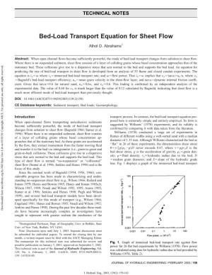 Bed-Load Transport Equation for Sheet Flow