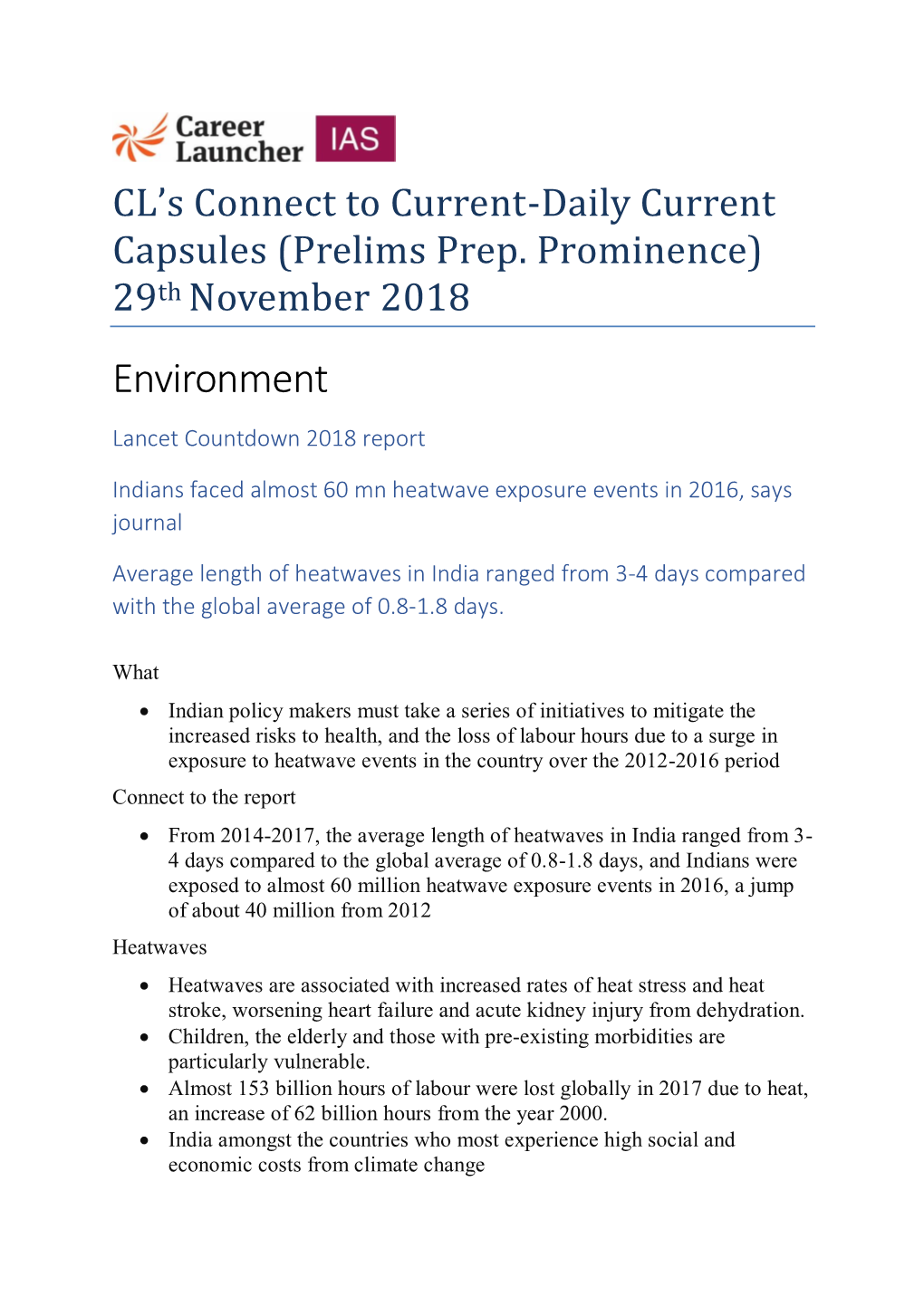 Environment Lancet Countdown 2018 Report