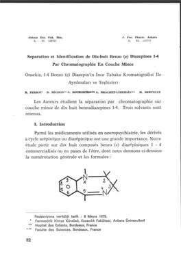 Diazepines 1.4 Par Chromatographie En Couche Mince Onsekiz, 1-4 Benzo