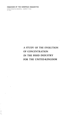 A Study of the Evolution of Concentration in the Food Industry for the United-Kingdom