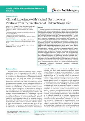 Clinical Experience with Vaginal Gestrinone in Pentravan® in the Treatment of Endometriosis Pain