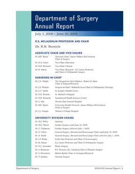 2008-2009 Annual Report | 1 Table of Contents