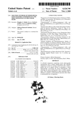 United States Patent (19) 11 Patent Number: 6,126,740 Schulz Et Al