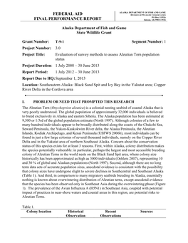 Evaluation of Survey Methods to Assess Aleutian Tern Population