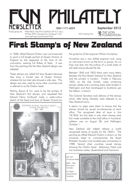 Newsletter ISSN 1171-6029 September 2012 Produced by the PHILATELIC YOUTH COUNCIL of N.Z