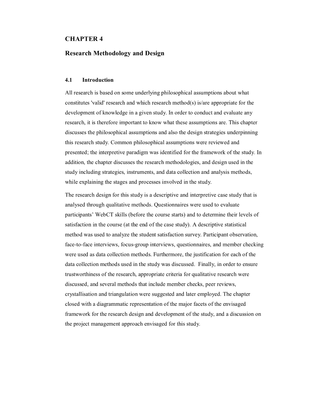 CHAPTER 4 Research Methodology and Design