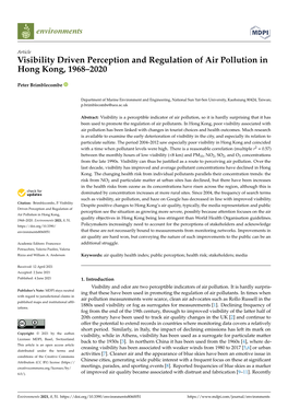 Visibility Driven Perception and Regulation of Air Pollution in Hong Kong, 1968–2020