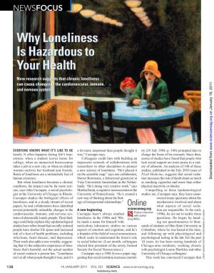 Why Loneliness Is Hazardous to Your Health