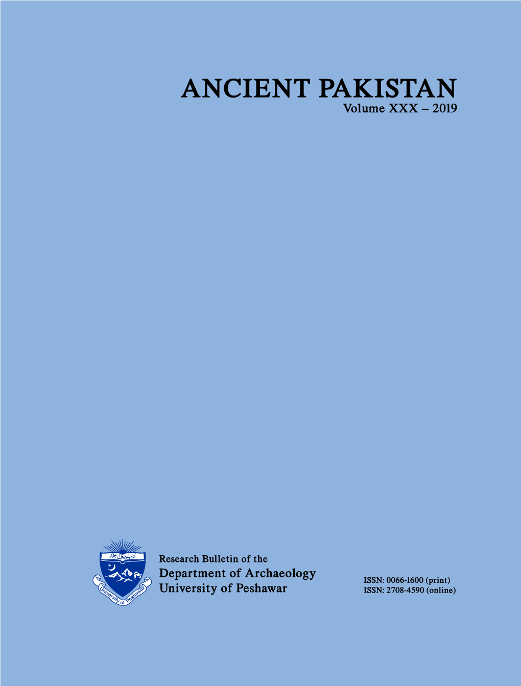 ANCIENT PAKISTAN Volume XXX – 2019