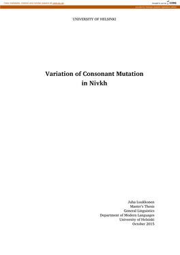 Variation of Consonant Mutation in Nivkh