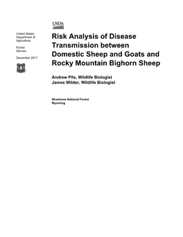 Risk Analysis of Disease Transmission Between Domestic Sheep and Goats and Rocky Mountain Bighorn Sheep