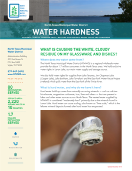 Water Hardness Regional Service Through Unity…Meeting Our Region’S Needs Today and Tomorrow