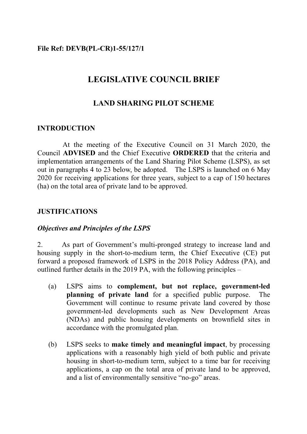 LSPS Legco Brief