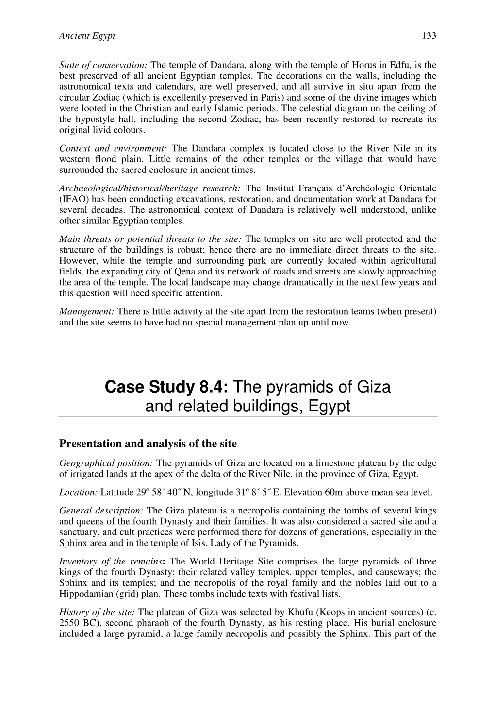 Case Study 8.4: the Pyramids of Giza and Related Buildings, Egypt
