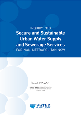 Secure and Sustainable Urban Water Supply and Sewerage Services for NON-METROPOLITAN NSW
