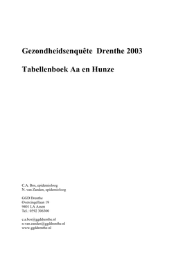 Gemeentelijk Rapport Aa En Hunze Volwassenen 2003