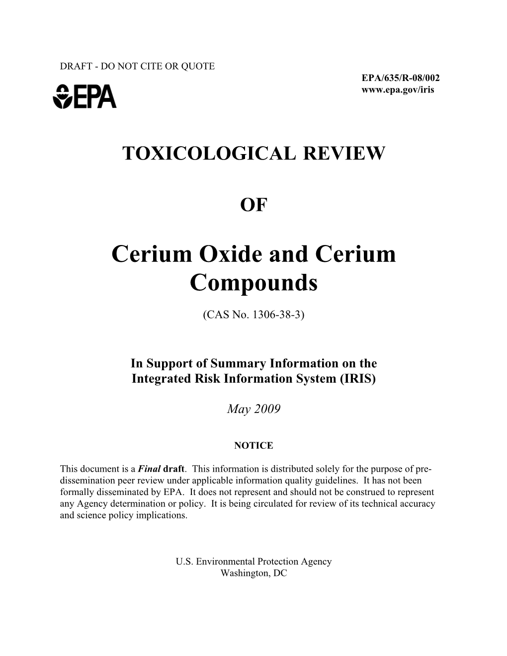 Cerium Oxide and Cerium Compounds