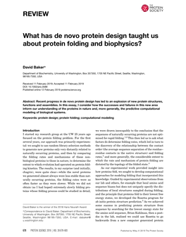 REVIEW What Has De Novo Protein Design Taught Us About