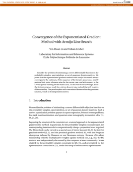 Convergence of the Exponentiated Gradient Method with Armijo Line Search