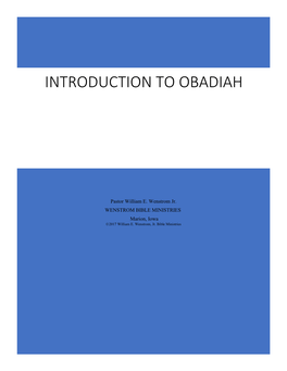 Introduction to Obadiah