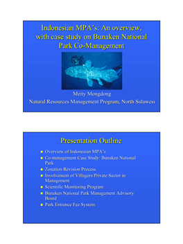 An Overview, with Case Study on Bunaken National Park Co-Management