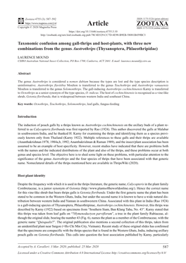 Taxonomic Confusion Among Gall-Thrips and Host-Plants, with Three New Combinations from the Genus Austrothrips (Thysanoptera, Phlaeothripidae)