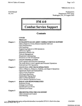FM 4-0 Combat Service Support