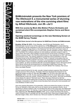 Bamcinématek Presents the New York Premiere of the Hitchcock 9, A