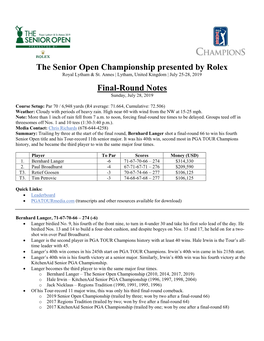 The Senior Open Championship Presented by Rolex Final-Round