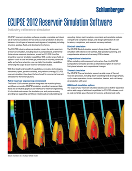 ECLIPSE 2012 Reservoir Simulation Software Industry-Reference Simulator