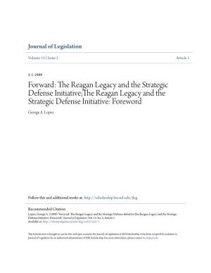 The Reagan Legacy and the Strategic Defense Initiative;The Reagan Legacy and the Strategic Defense Initiative: Foreword George A