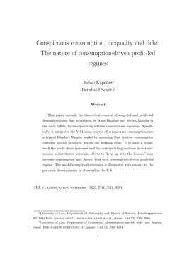 Conspicuous Consumption, Inequality and Debt: the Nature of Consumption-Driven Proﬁt-Led Regimes
