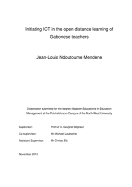 Initiating ICT in the Open Distance Learning of Gabonese Teachers