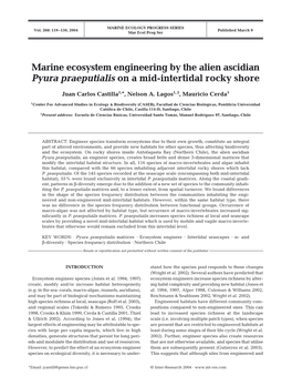 Marine Ecosystem Engineering by the Alien Ascidian Pyura Praeputialis on a Mid-Intertidal Rocky Shore