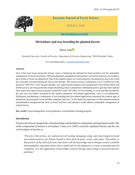 Eurasian Journal of Forest Science Silviculture and Tree Breeding for Planted Forests