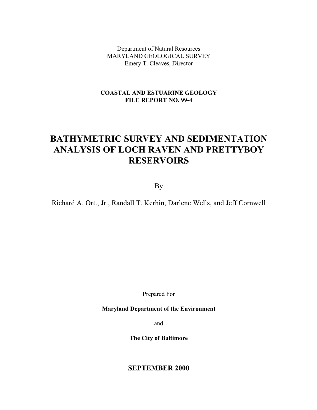 Bathymetric Survey and Sedimentation Analysis of Loch Raven and Prettyboy Reservoirs