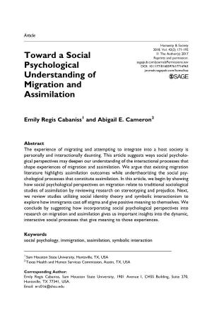 Toward a Social Psychological Understanding of Migration And