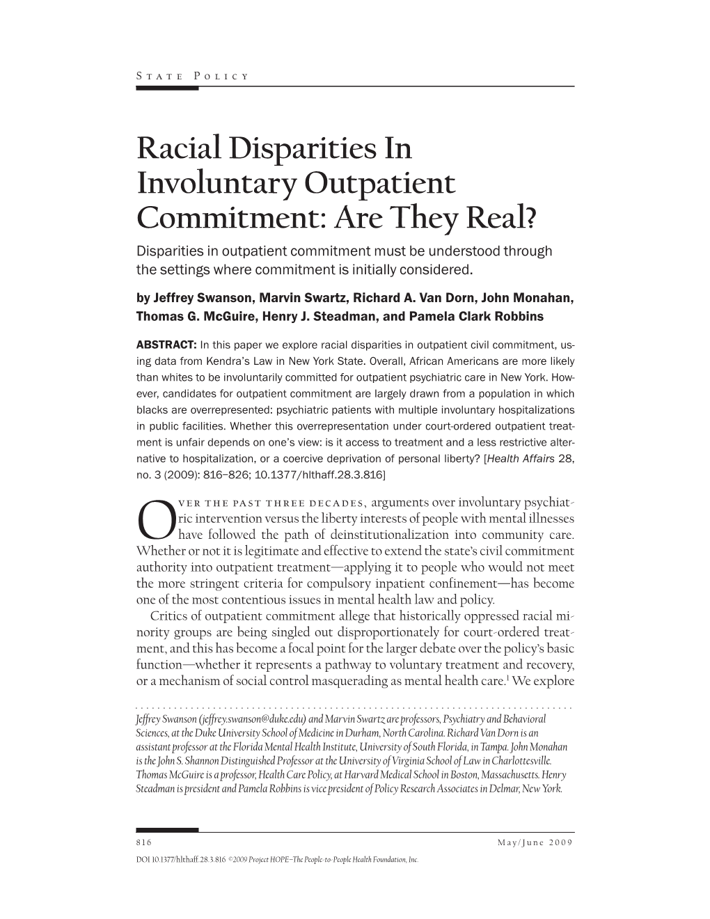 Racial Disparities in Involuntary Outpatient Commitment: Are They Real?